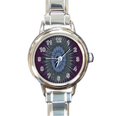 Peaceful Flower Formation Sparkling Space Round Italian Charm Watch by Mariart