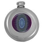 Peaceful Flower Formation Sparkling Space Round Hip Flask (5 oz) Front