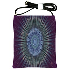 Peaceful Flower Formation Sparkling Space Shoulder Sling Bags by Mariart