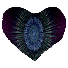 Peaceful Flower Formation Sparkling Space Large 19  Premium Flano Heart Shape Cushions by Mariart