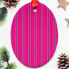 Pink Line Vertical Purple Yellow Fushia Ornament (oval) by Mariart