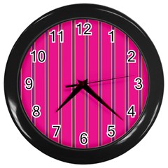 Pink Line Vertical Purple Yellow Fushia Wall Clocks (black) by Mariart