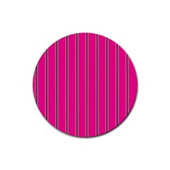 Pink Line Vertical Purple Yellow Fushia Rubber Coaster (round)  by Mariart