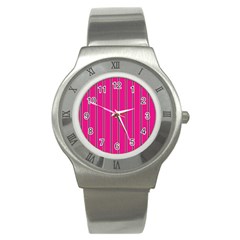 Pink Line Vertical Purple Yellow Fushia Stainless Steel Watch by Mariart