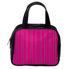 Pink Line Vertical Purple Yellow Fushia Classic Handbags (one Side)