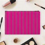 Pink Line Vertical Purple Yellow Fushia Cosmetic Bag (Large)  Back