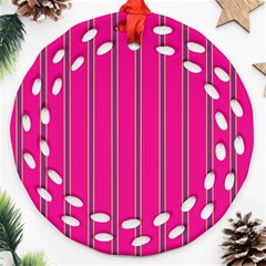 Pink Line Vertical Purple Yellow Fushia Ornament (round Filigree) by Mariart