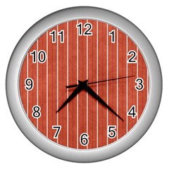 Line Vertical Orange Wall Clocks (silver) 