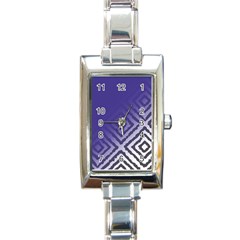 Plaid Blue White Rectangle Italian Charm Watch