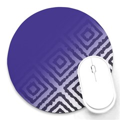 Plaid Blue White Round Mousepads