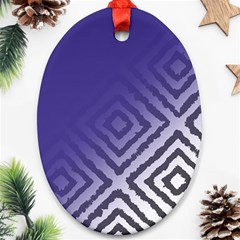 Plaid Blue White Ornament (oval)