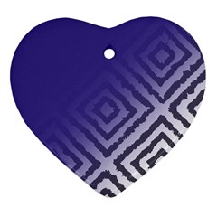 Plaid Blue White Ornament (heart)