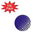 Plaid Blue White 1  Mini Magnets (100 pack)  Front