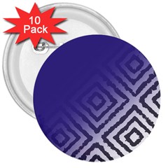 Plaid Blue White 3  Buttons (10 Pack) 