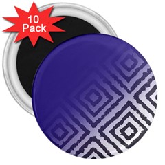 Plaid Blue White 3  Magnets (10 Pack) 