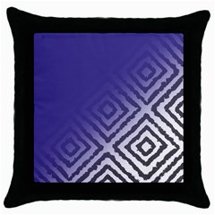 Plaid Blue White Throw Pillow Case (black)