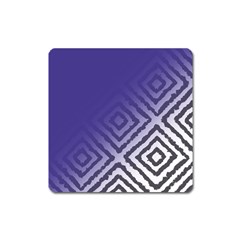 Plaid Blue White Square Magnet