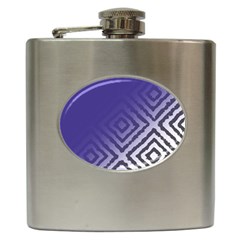 Plaid Blue White Hip Flask (6 Oz)