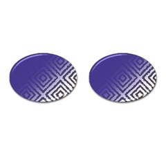 Plaid Blue White Cufflinks (oval)