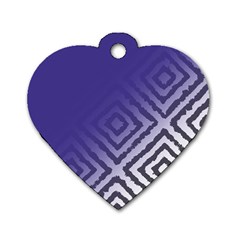 Plaid Blue White Dog Tag Heart (one Side)