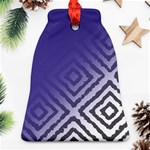 Plaid Blue White Bell Ornament (Two Sides) Front