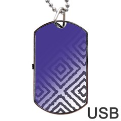 Plaid Blue White Dog Tag Usb Flash (two Sides)