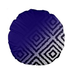 Plaid Blue White Standard 15  Premium Round Cushions