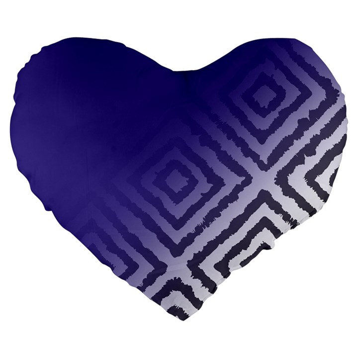 Plaid Blue White Large 19  Premium Heart Shape Cushions