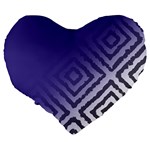 Plaid Blue White Large 19  Premium Heart Shape Cushions Back