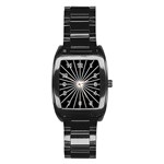 Ray White Black Line Space Stainless Steel Barrel Watch Front