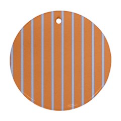 Rayures Bleu Orange Ornament (round) by Mariart