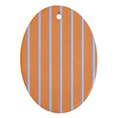 Rayures Bleu Orange Ornament (oval) by Mariart