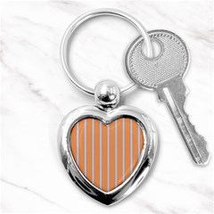 Rayures Bleu Orange Key Chains (heart)  by Mariart