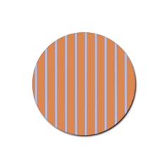 Rayures Bleu Orange Rubber Coaster (round) 