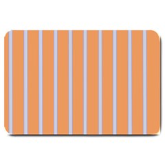 Rayures Bleu Orange Large Doormat 