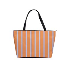 Rayures Bleu Orange Shoulder Handbags by Mariart