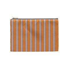 Rayures Bleu Orange Cosmetic Bag (medium)  by Mariart