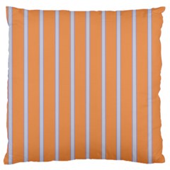 Rayures Bleu Orange Large Flano Cushion Case (two Sides) by Mariart