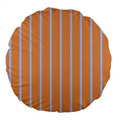 Rayures Bleu Orange Large 18  Premium Flano Round Cushions