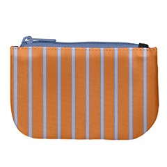 Rayures Bleu Orange Large Coin Purse by Mariart