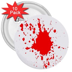 Red Blood Splatter 3  Buttons (10 Pack) 