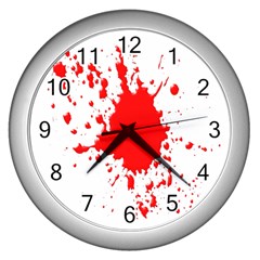 Red Blood Splatter Wall Clocks (silver) 