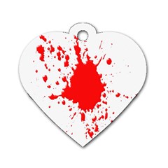 Red Blood Splatter Dog Tag Heart (one Side) by Mariart