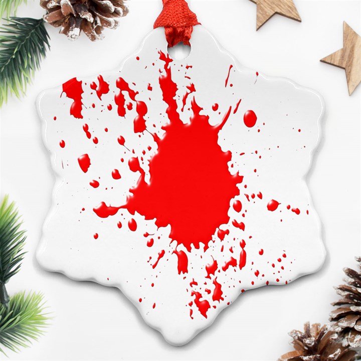 Red Blood Splatter Ornament (Snowflake)