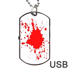 Red Blood Splatter Dog Tag Usb Flash (one Side) by Mariart