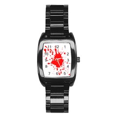 Red Blood Splatter Stainless Steel Barrel Watch