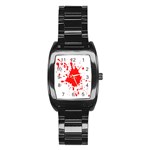 Red Blood Splatter Stainless Steel Barrel Watch Front