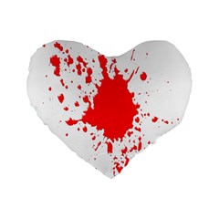 Red Blood Splatter Standard 16  Premium Flano Heart Shape Cushions