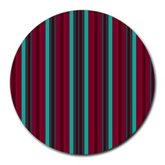 Red Blue Line Vertical Round Mousepads by Mariart