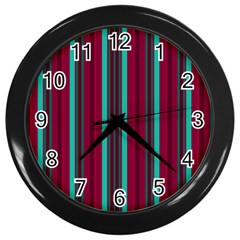 Red Blue Line Vertical Wall Clocks (black) by Mariart